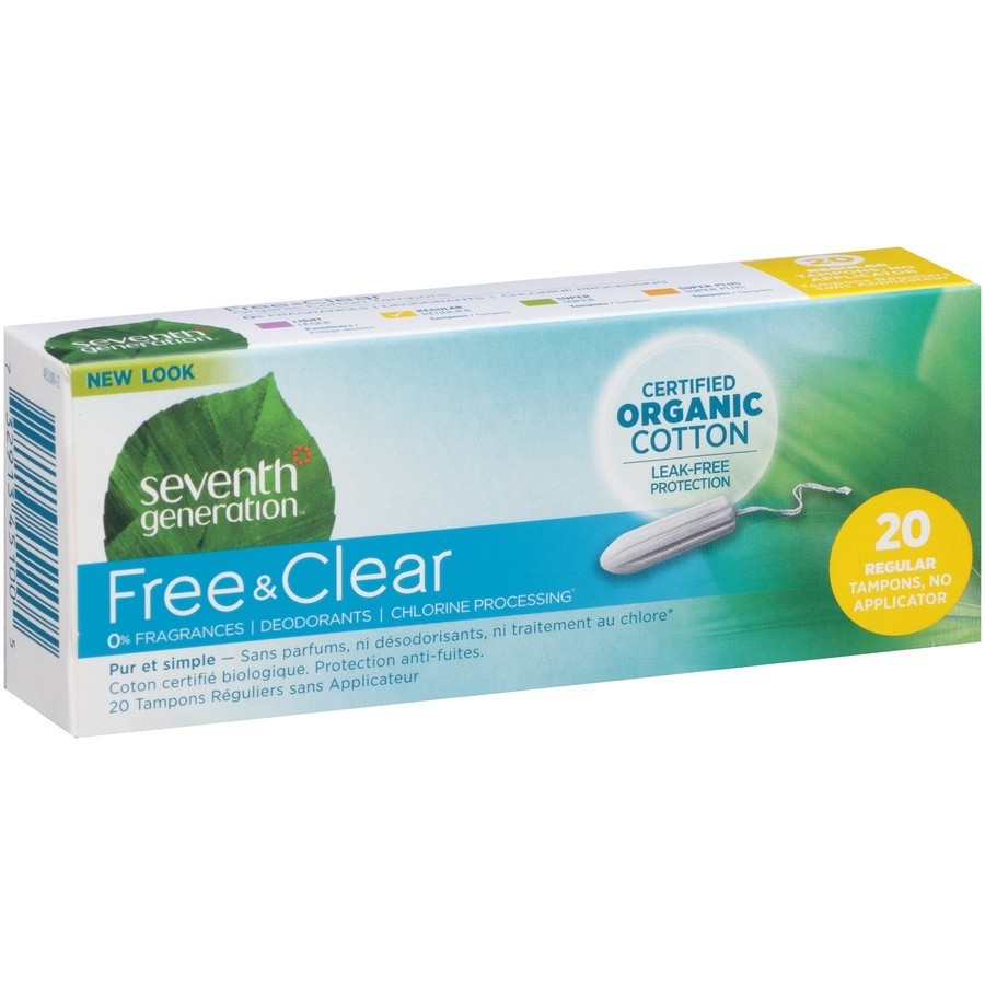 slide 5 of 6, Seventh Generation Organic Cotton Tampons Non-Applicator Regular Absorbency, 20 count, 20 ct