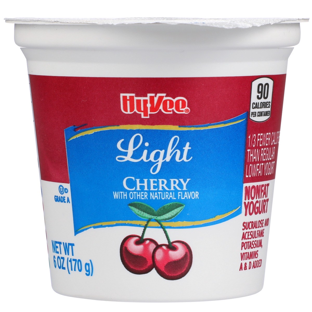slide 7 of 8, Hy-vee Cherry Light Nonfat Yogurt, 6 oz