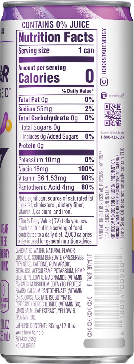 slide 8 of 10, Rockstar Unplugged Sugar Free Energy Drink Passion Fruit 12 Fl Oz Can, 
