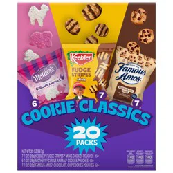 Ferrero Assorted Cookie Classics Variety Pack - Mother’s Circus, Keebler Fudge Stripes & Famous Amos, 20 Pouch Box, 20 oz