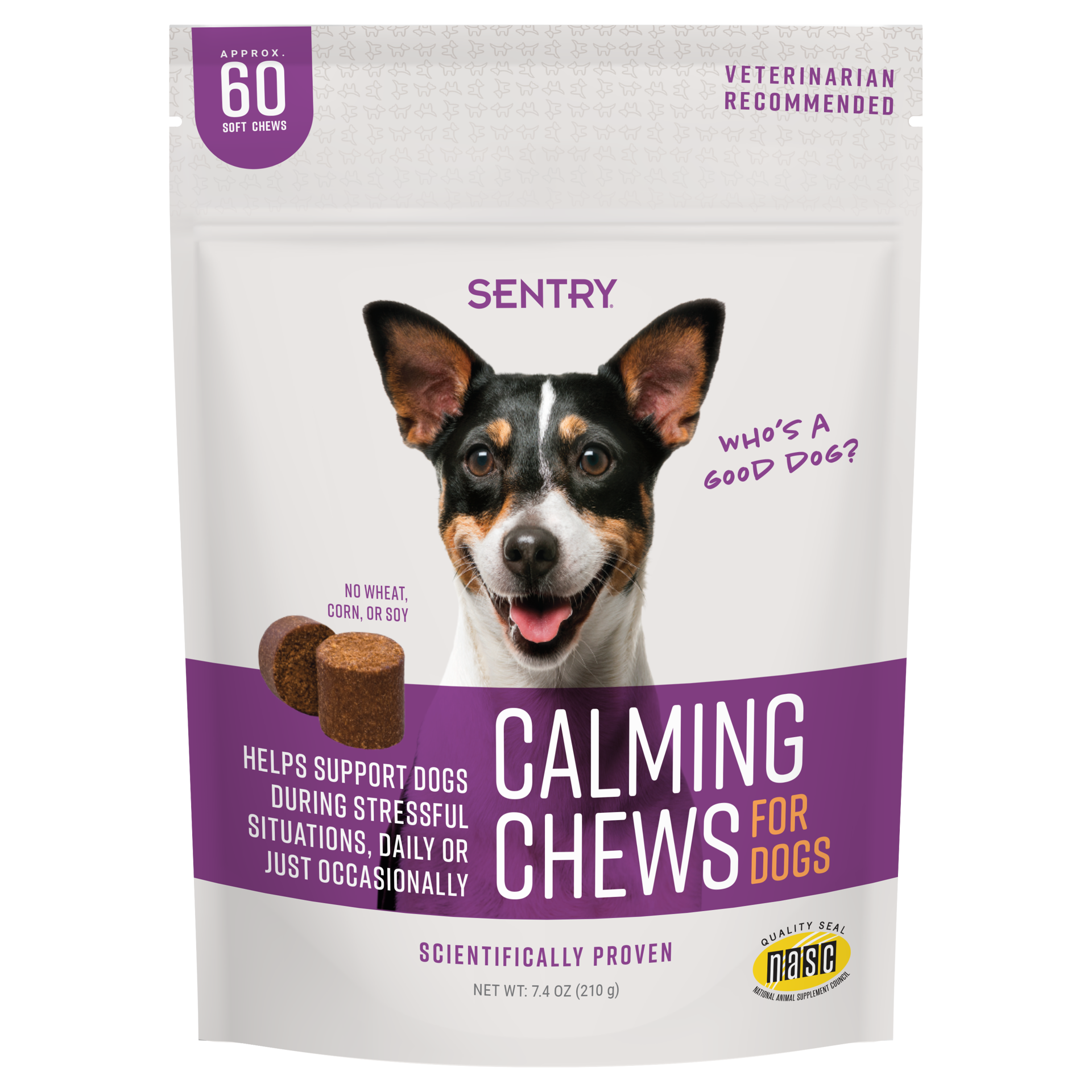 slide 1 of 2, SENTRY Calming Chews for Dogs, 60 Count, 60 ct
