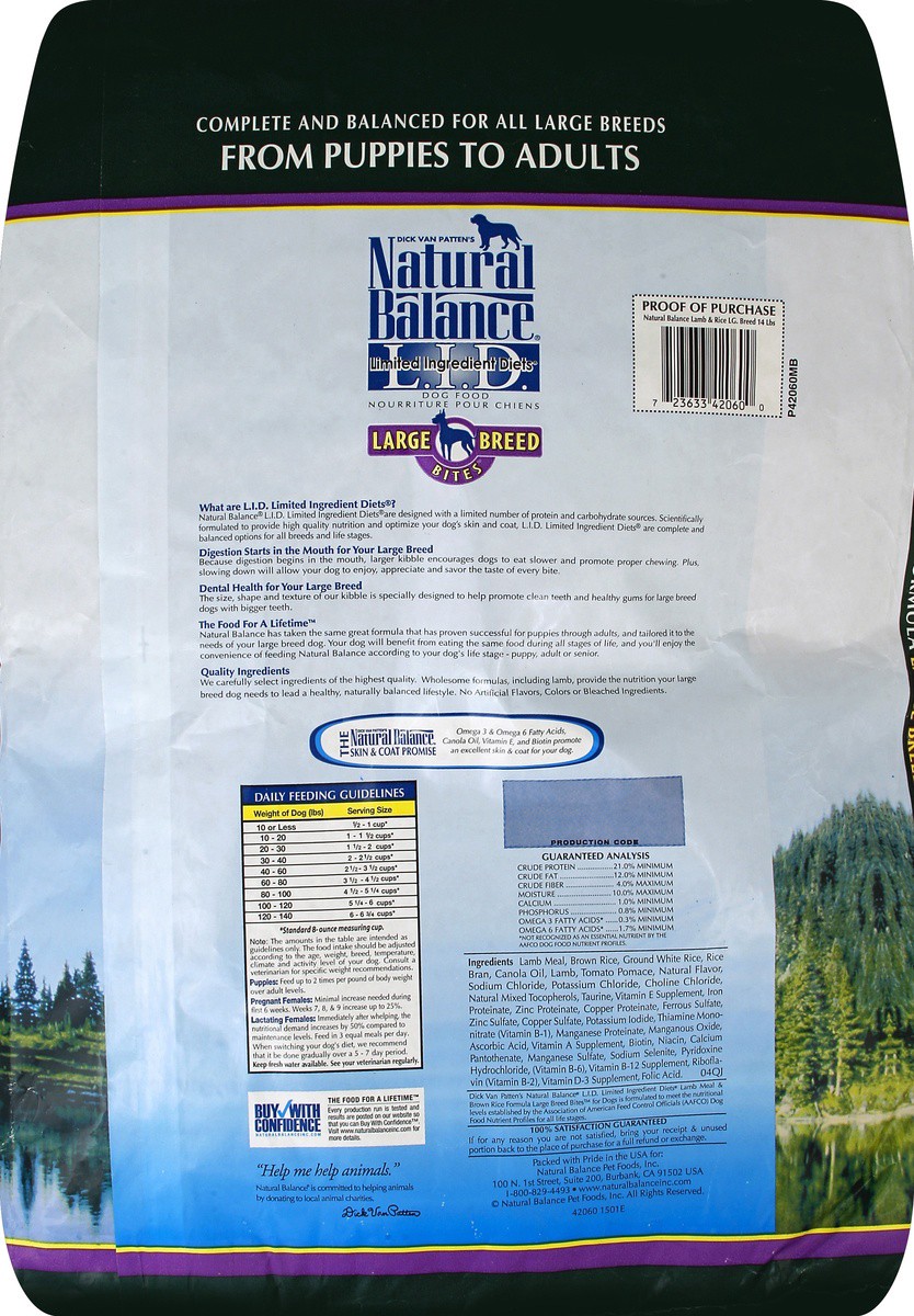 slide 2 of 6, Natural Balance Dog Food 14 lb, 14 lb