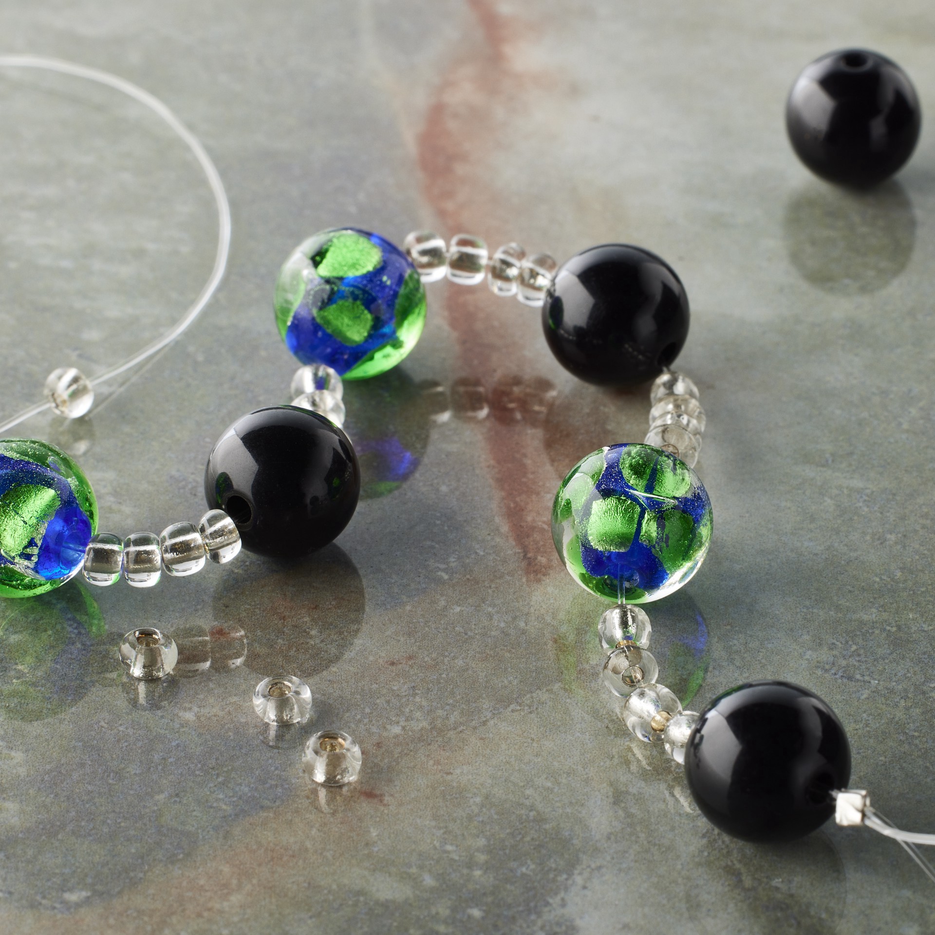 slide 2 of 3, Blue Lampwork Glass Round Dot Beads By Bead Landing, 10.5m to 12mm