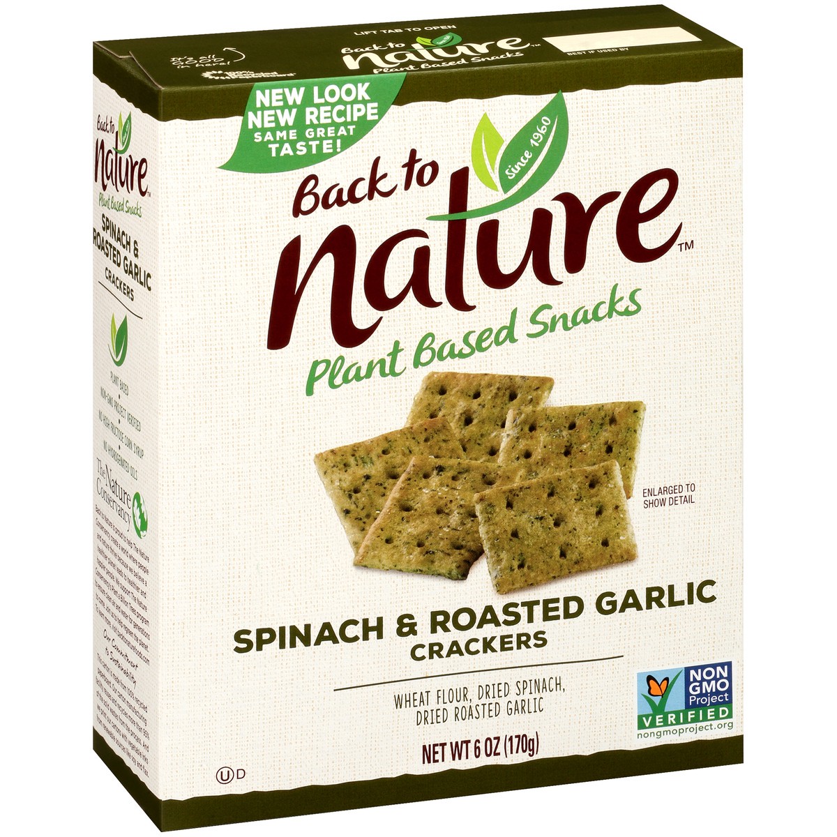 slide 7 of 9, Back to Nature Spinach Roasted Garlic Crackers, 6.5 oz