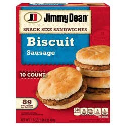Jimmy Dean Snack Size Biscuit Breakfast Sandwiches with Sausage, Frozen, 10 Count