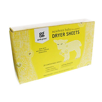 slide 1 of 1, Grab Green Newborn Dryer Sheets Calming Chamomile, 30 ct