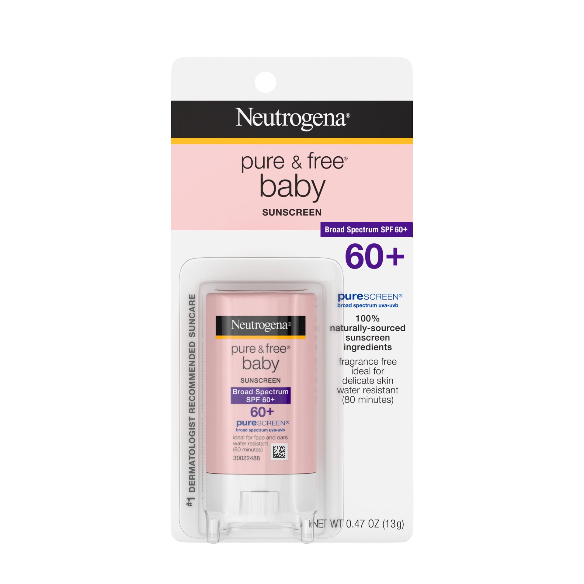 slide 1 of 6, Neutrogena Pure & Free Baby Sunscreen Stick Broad Spectrum SPF 60, 0.47 Oz, 0.47 oz