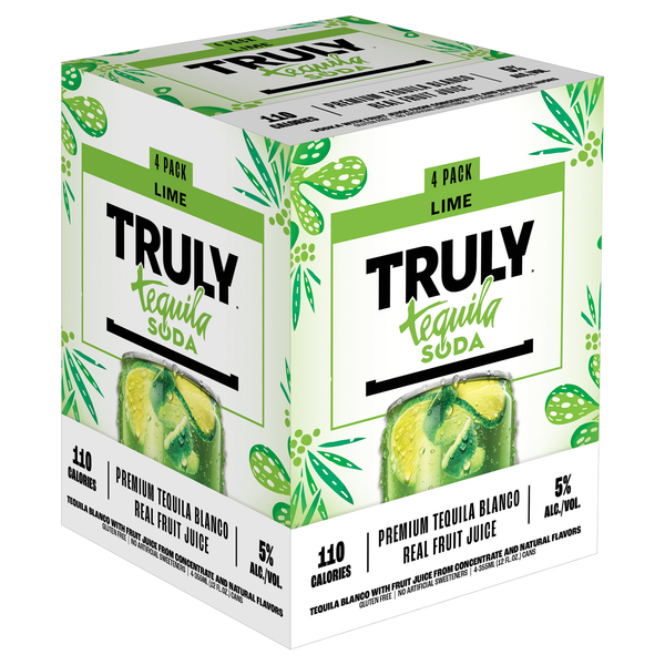 slide 1 of 1, TRULY Tequila Soda Lime (12 fl. oz. Can, 4pk.), 4 ct; 12 oz