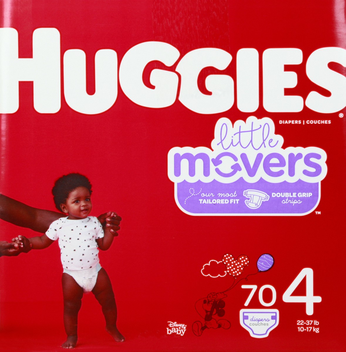 slide 5 of 9, Huggies Little Movers Disney Baby 4 (22-37 lb) Diapers 70 ea, 74 ct