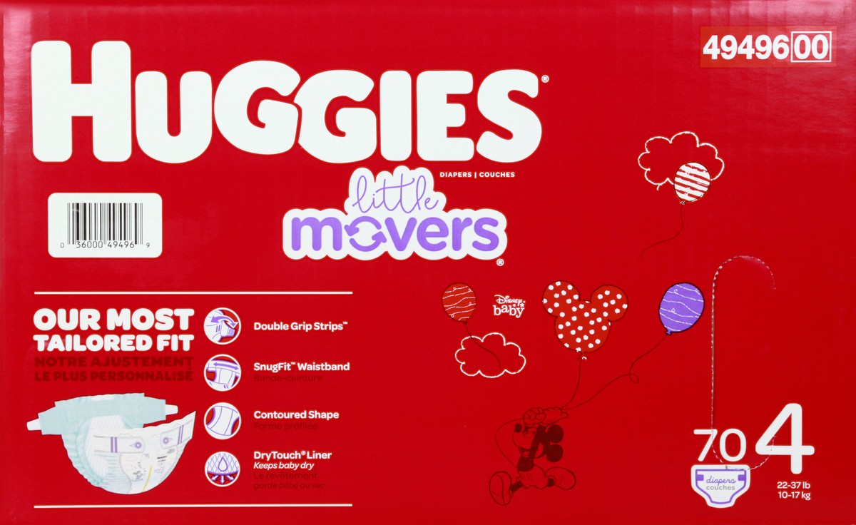 slide 7 of 9, Huggies Little Movers Disney Baby 4 (22-37 lb) Diapers 70 ea, 74 ct