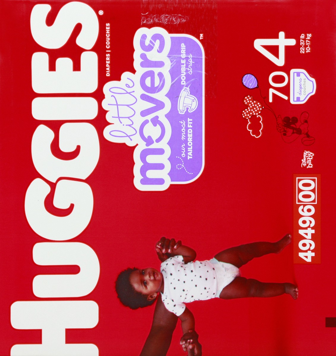 slide 8 of 9, Huggies Little Movers Disney Baby 4 (22-37 lb) Diapers 70 ea, 74 ct