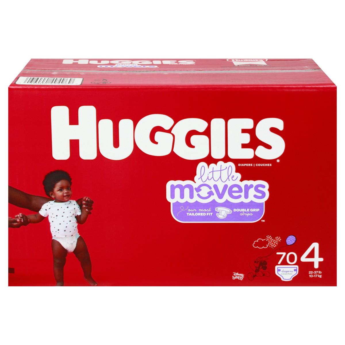 slide 1 of 9, Huggies Little Movers Disney Baby 4 (22-37 lb) Diapers 70 ea, 74 ct