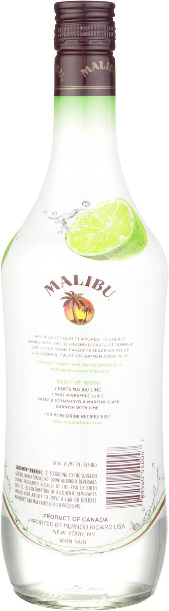 slide 2 of 3, Malibu Flavored Caribbean Rum with Lime Liqueur 750mL Bottle, 750 ml