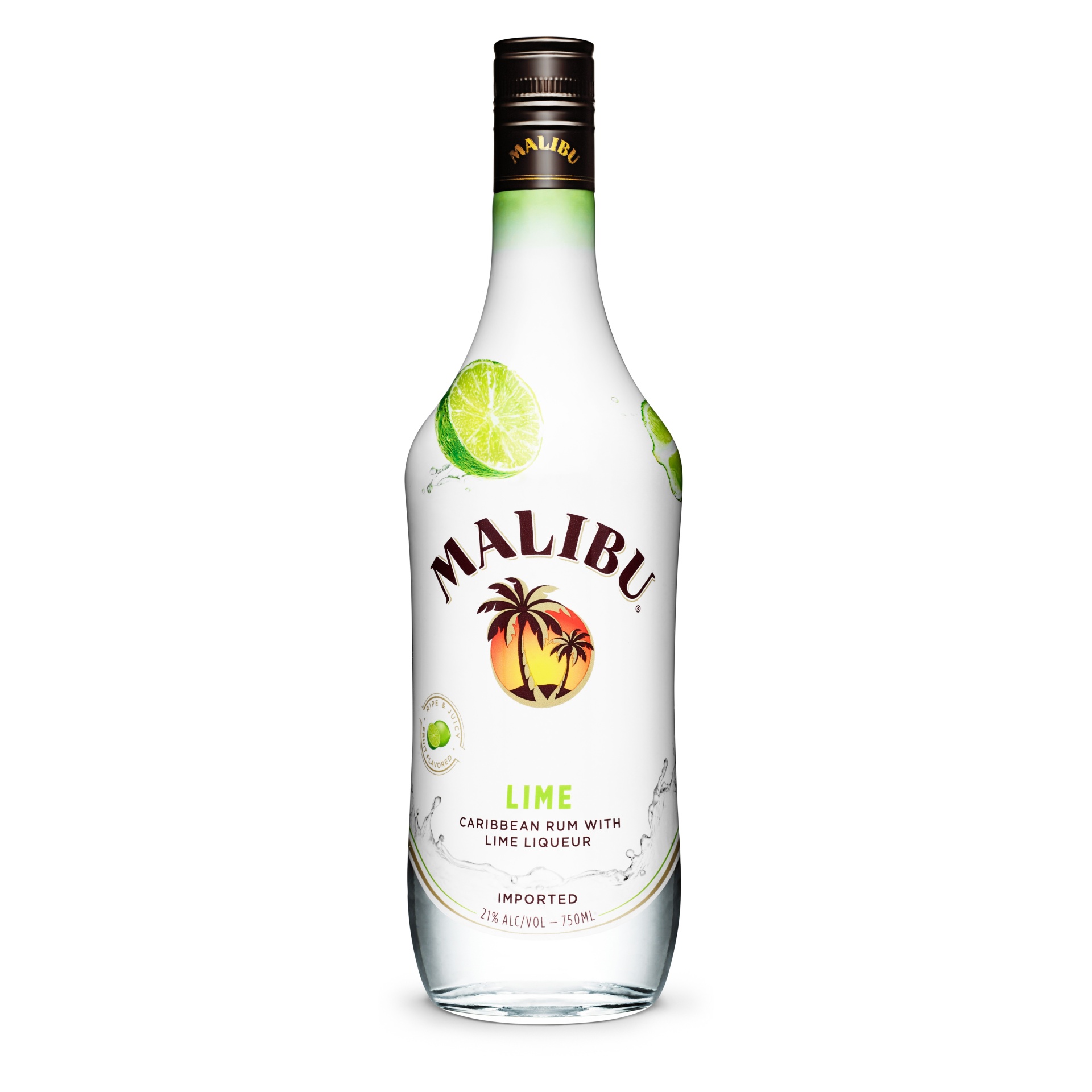 slide 1 of 4, Malibu Lime Rum Bottle, 750 ml