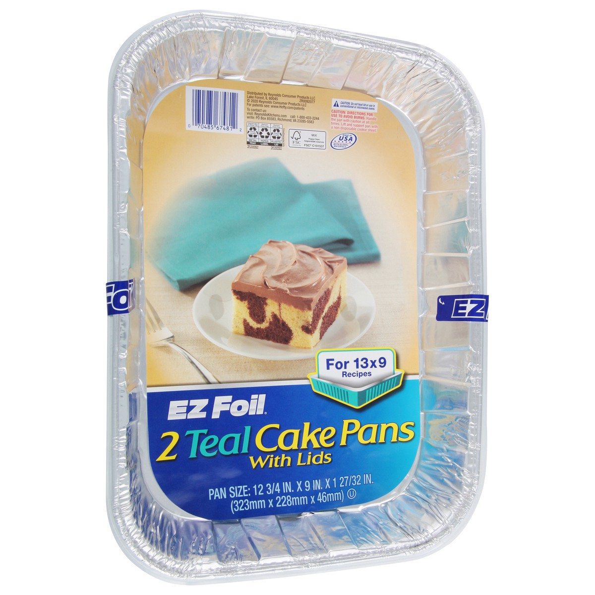slide 3 of 9, EZ Foil Teal Cake Pans with Lids 2 Each, 2 ct