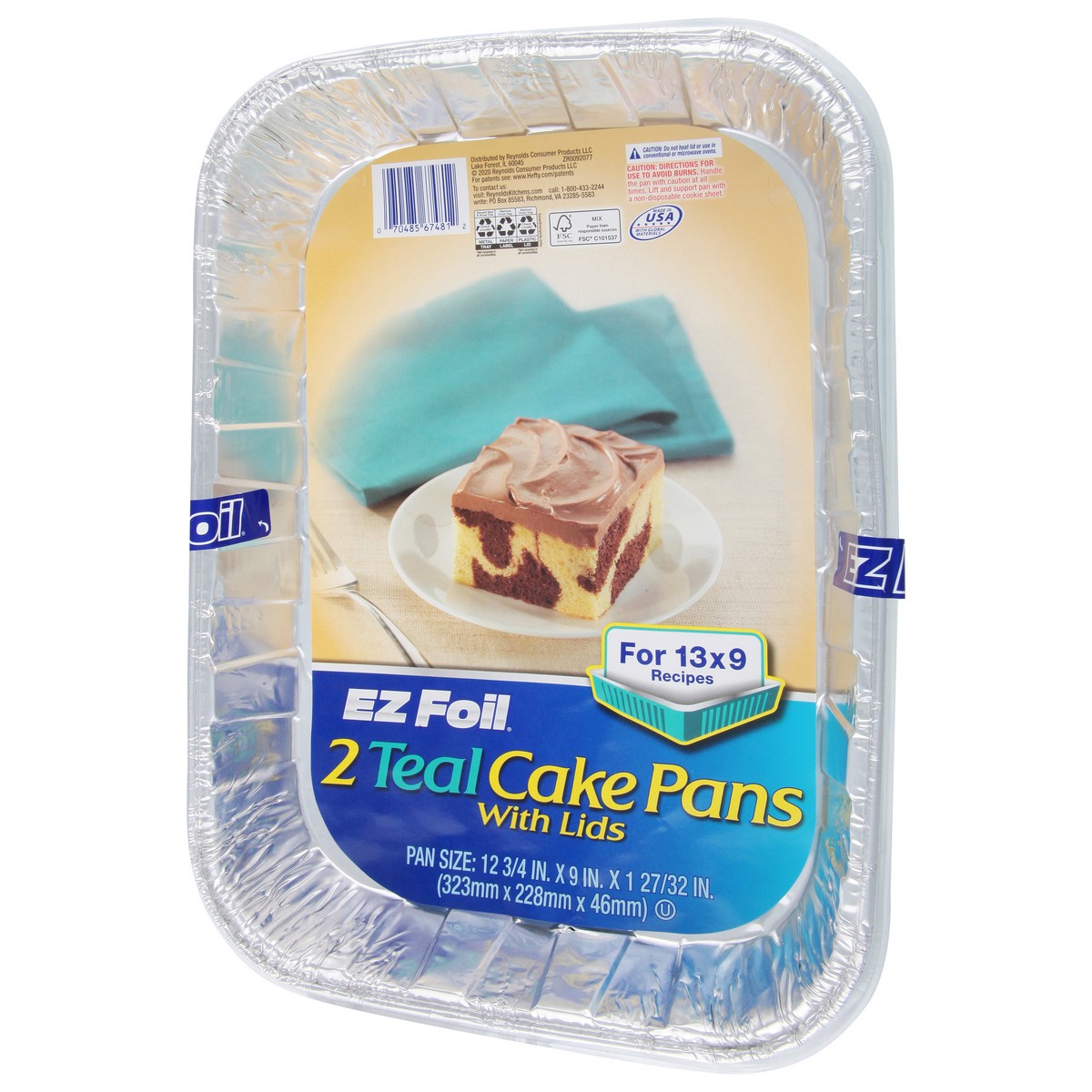 slide 5 of 9, EZ Foil Teal Cake Pans with Lids 2 Each, 2 ct