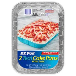 EZ Foil Teal Cake Pans with Lids 2 Each