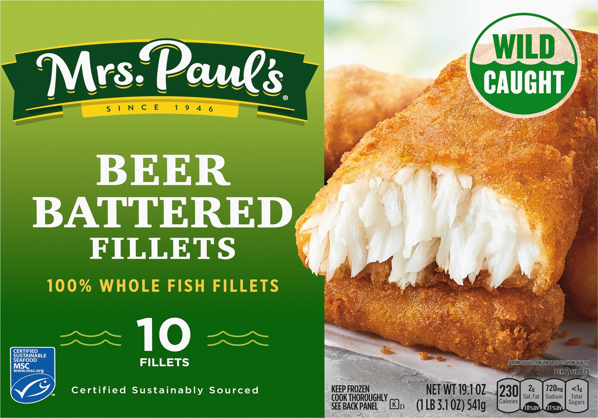 slide 6 of 9, Mrs. Paul's Beer Battered Fillets 10 ea, 10 ct