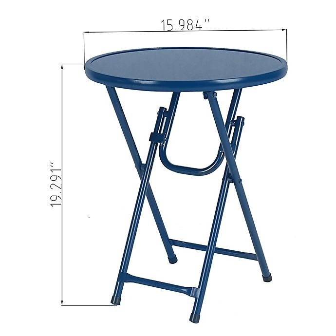 slide 2 of 2, Destination Summer Folding Metal Patio Accent Table - Navy, 1 ct