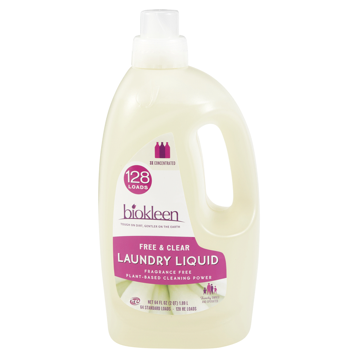 slide 1 of 2, Biokleen Free And Clear Unscented Allergen Fighting Formula Laundry Liquid, 64 oz