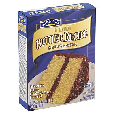 slide 1 of 1, Hill Country Fare Butter Recipe Moist Cake Mix, 16.5 oz