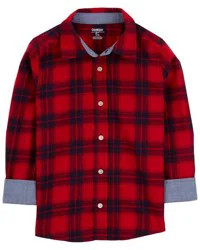Oshkosh Kid Plaid Button-Front Shirt Red 7