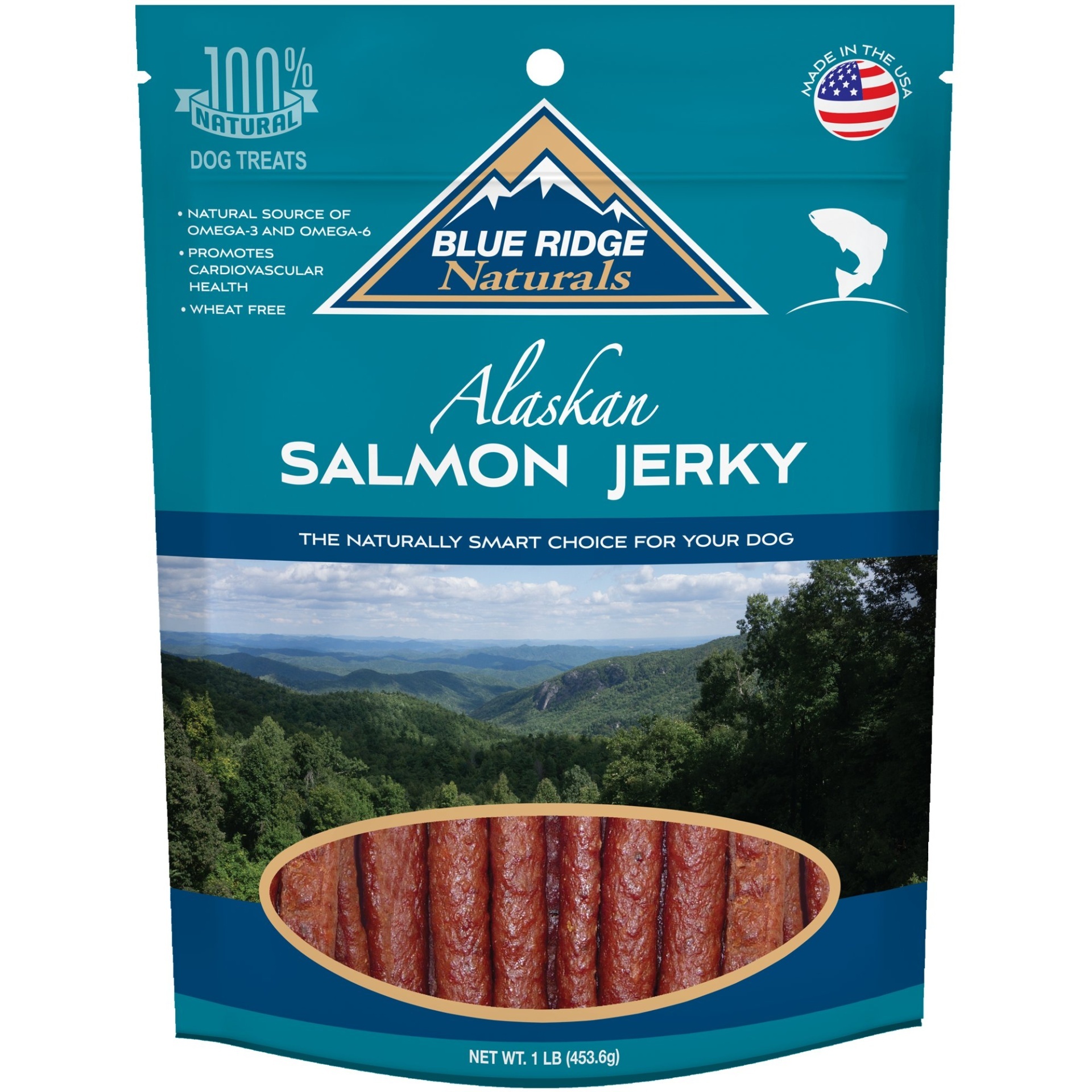 slide 1 of 1, Blue Ridge Naturals Oven Baked Salmon Jerky Dog Treats, 1 lb
