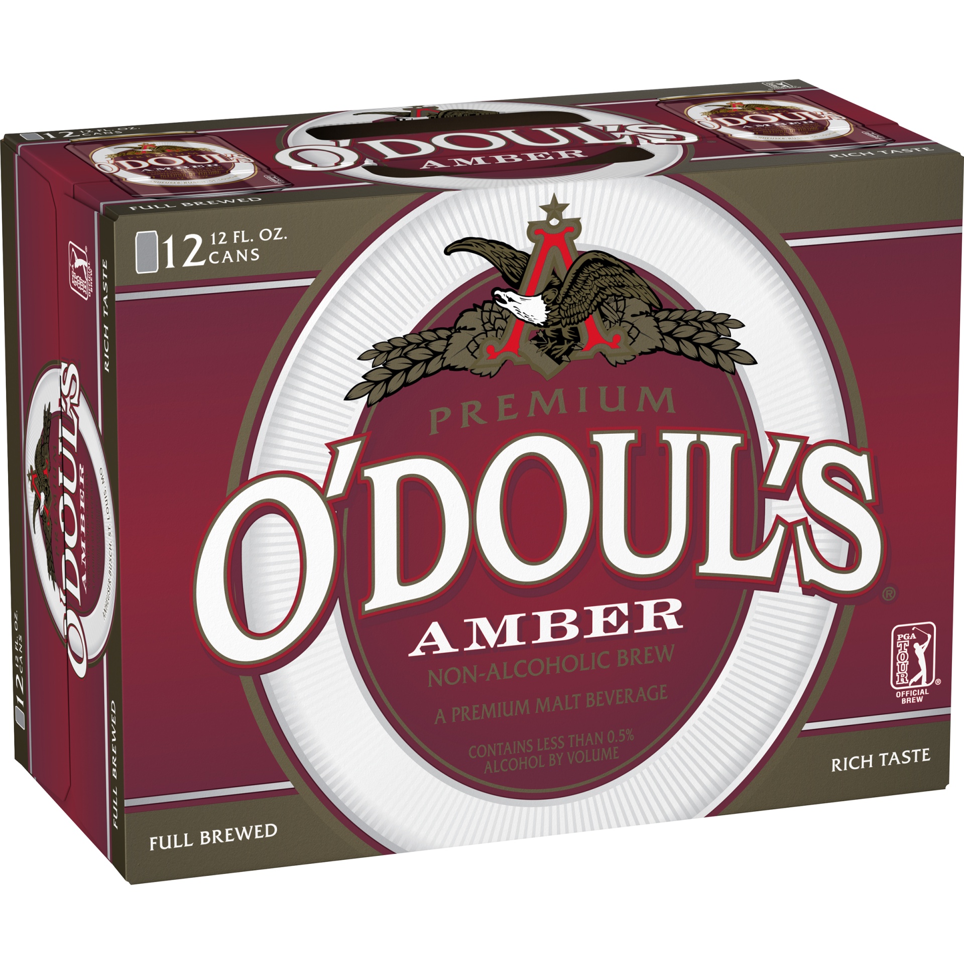 slide 2 of 3, O'doul's Amber O'Doul's Premium Amber Non-Alcoholic Beer, 12 Pack 12 fl. oz. Cans, 0.5% ABV, 6 ct; 12 oz