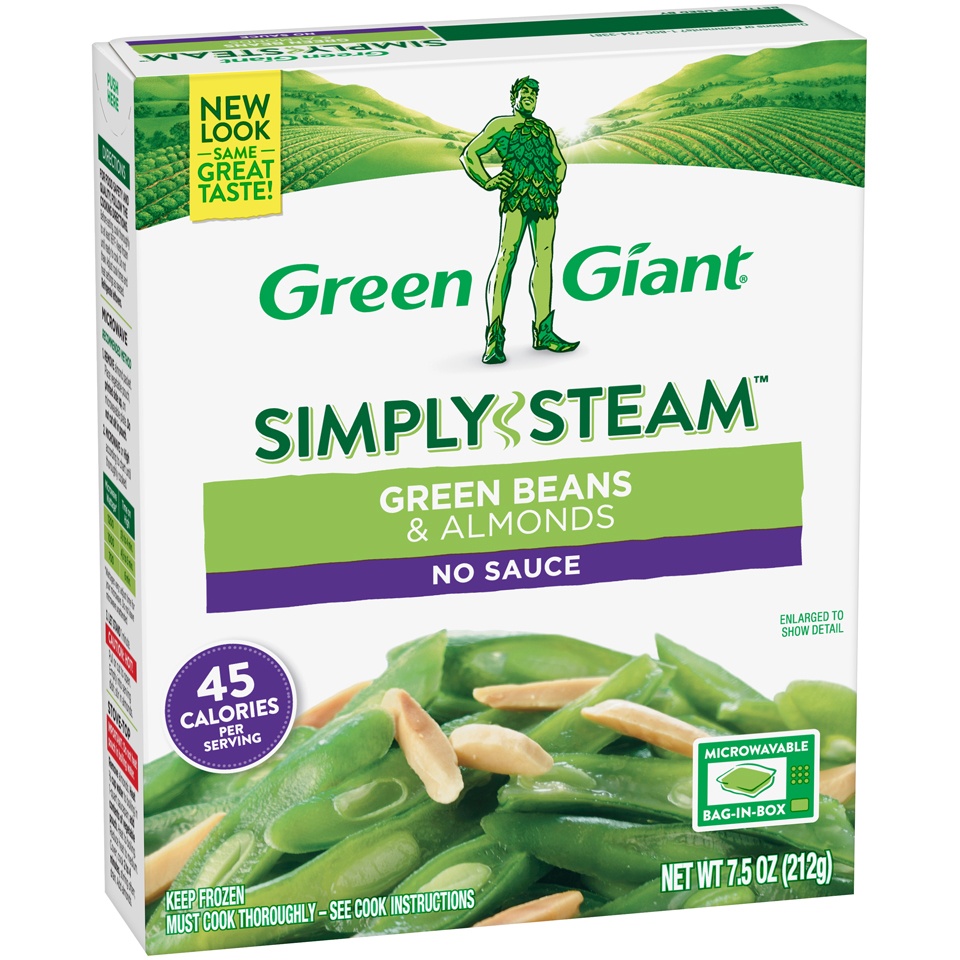slide 2 of 8, Green Giant Simply Steam No Sauce Green Beans & Almonds 7.5 oz, 7.5 oz