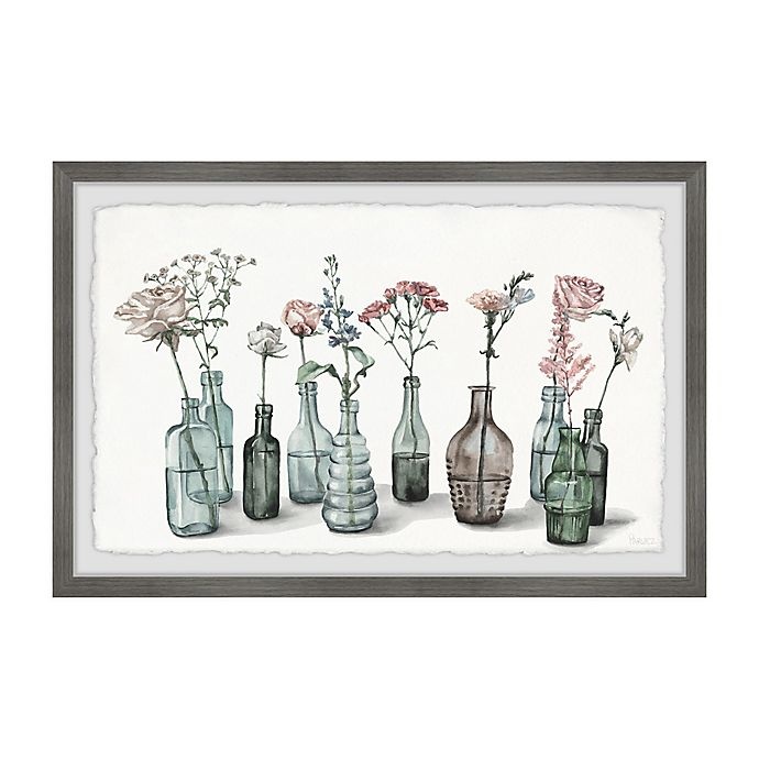 slide 1 of 6, Parvez Taj Bottles and Blossoms Framed Wall Art, 18 in x 12 in