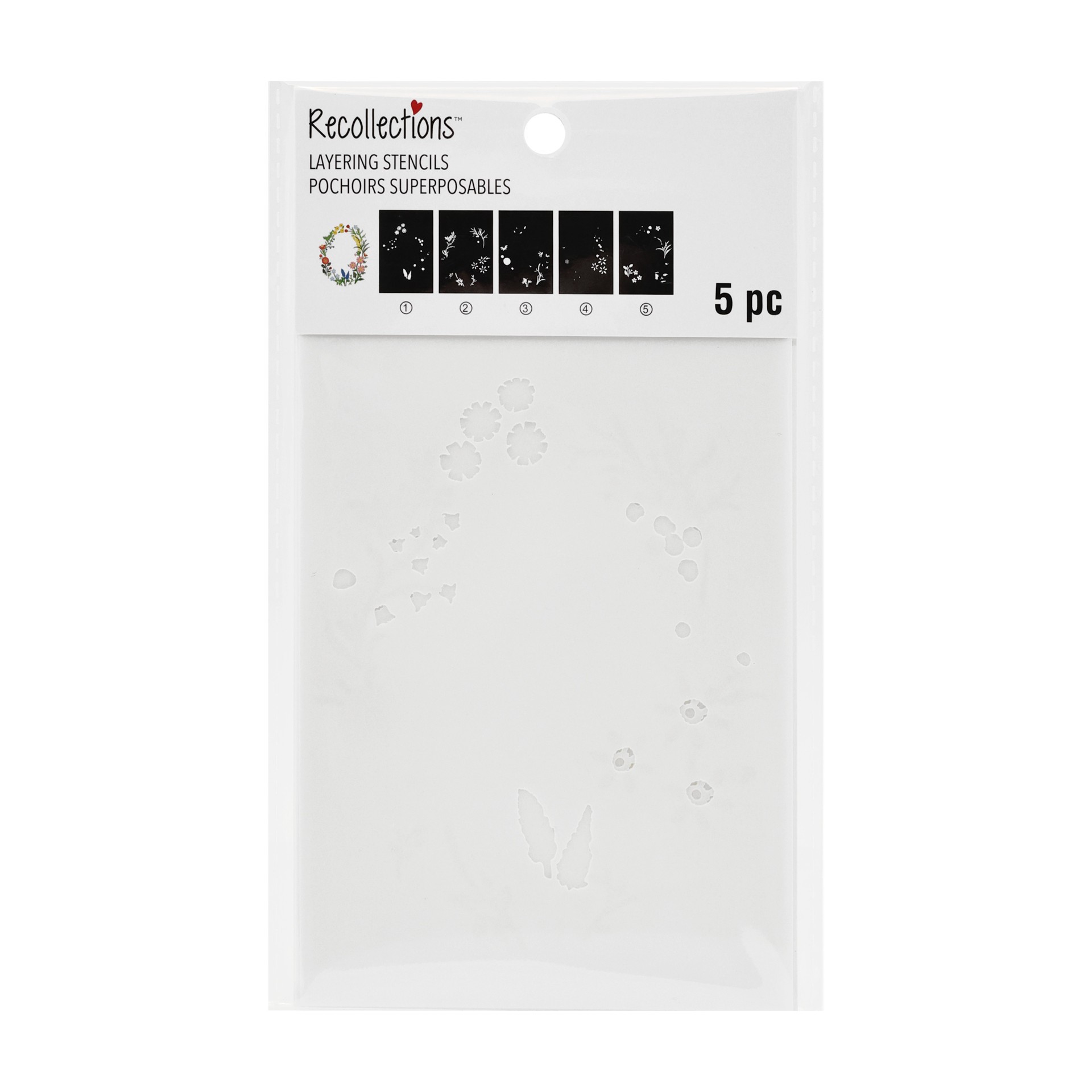 slide 4 of 4, 4" X 6" Flower Wreath Print Layering Stencil Set By Recollections, 4 in x 6 in