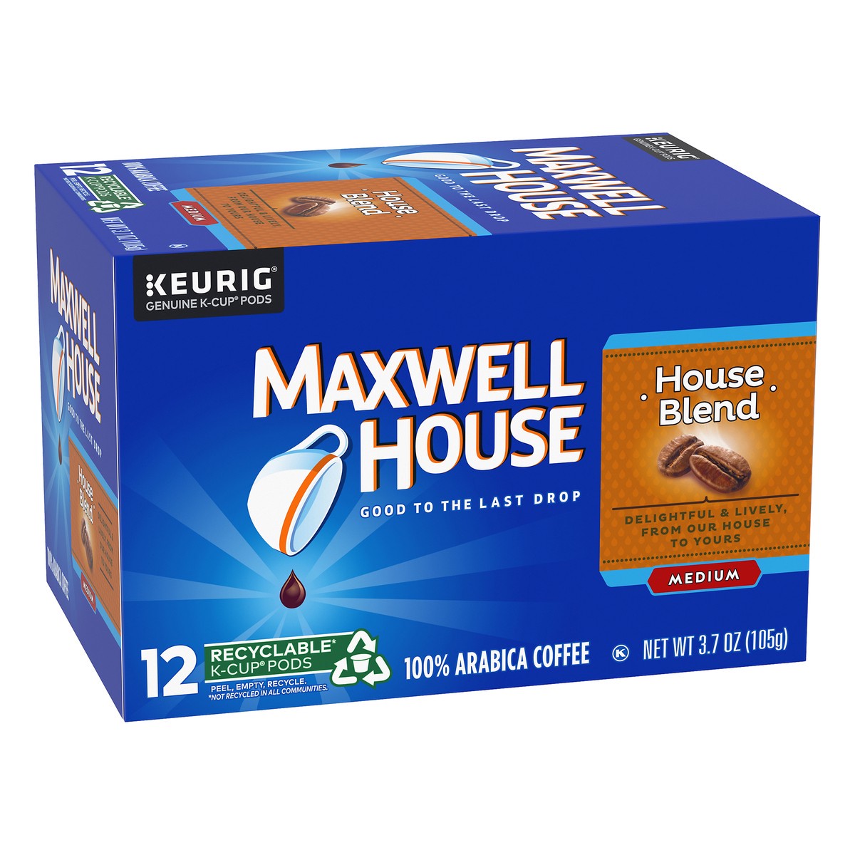 slide 3 of 9, Maxwell House House Blend Medium Roast K-Cup Coffee Pods, 12 ct Box, 12 ct