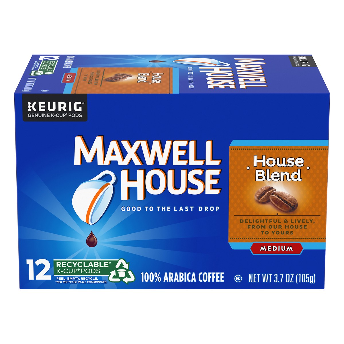 slide 1 of 9, Maxwell House House Blend Medium Roast K-Cup Coffee Pods, 12 ct Box, 12 ct