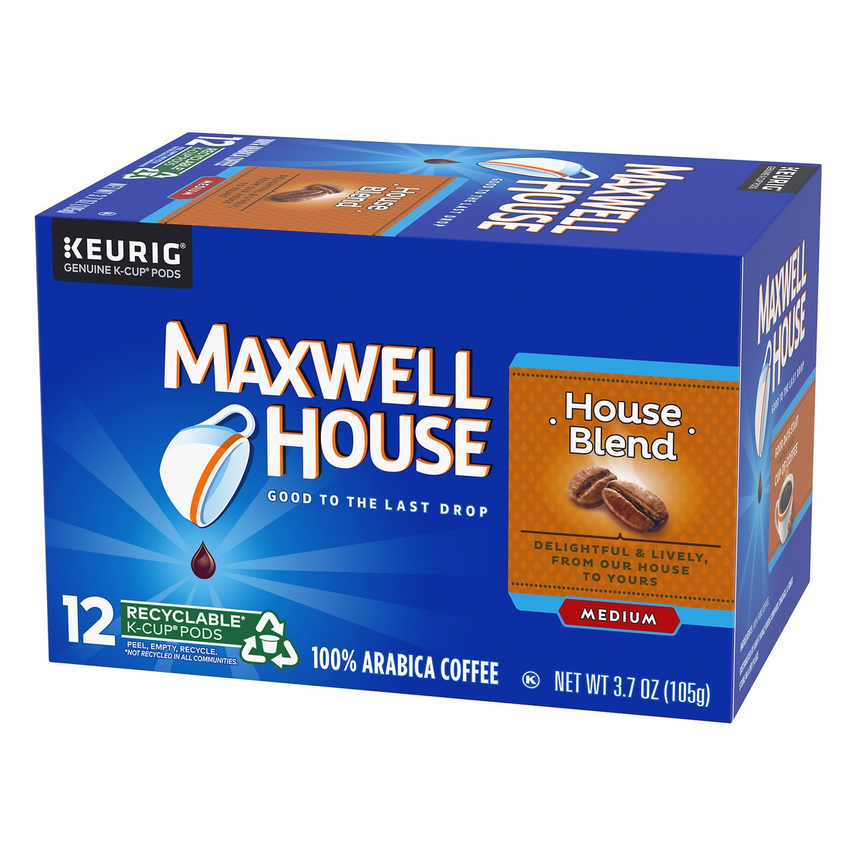 slide 2 of 9, Maxwell House House Blend Medium Roast K-Cup Coffee Pods, 12 ct Box, 12 ct