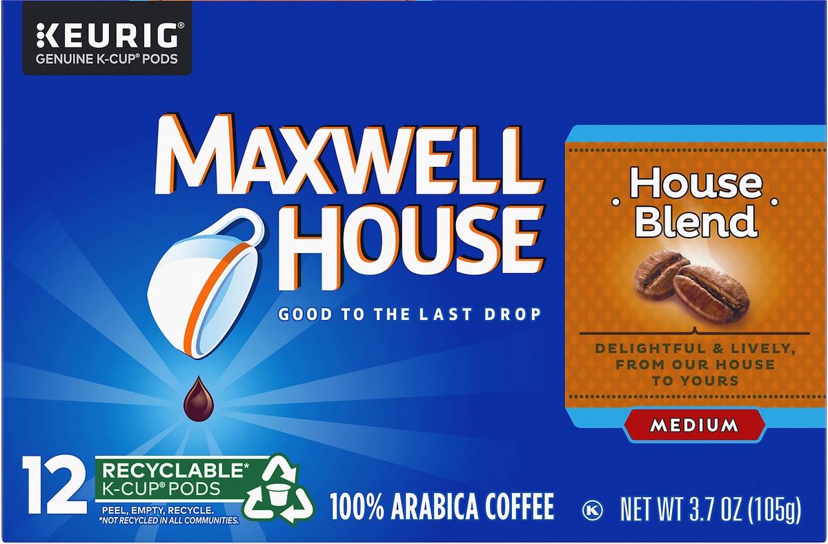 slide 6 of 9, Maxwell House House Blend Medium Roast K-Cup Coffee Pods, 12 ct Box, 12 ct