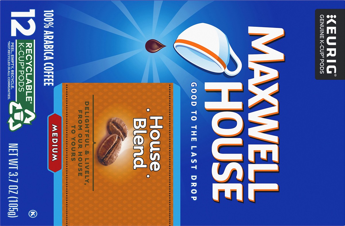 slide 7 of 9, Maxwell House House Blend Medium Roast K-Cup Coffee Pods, 12 ct Box, 12 ct