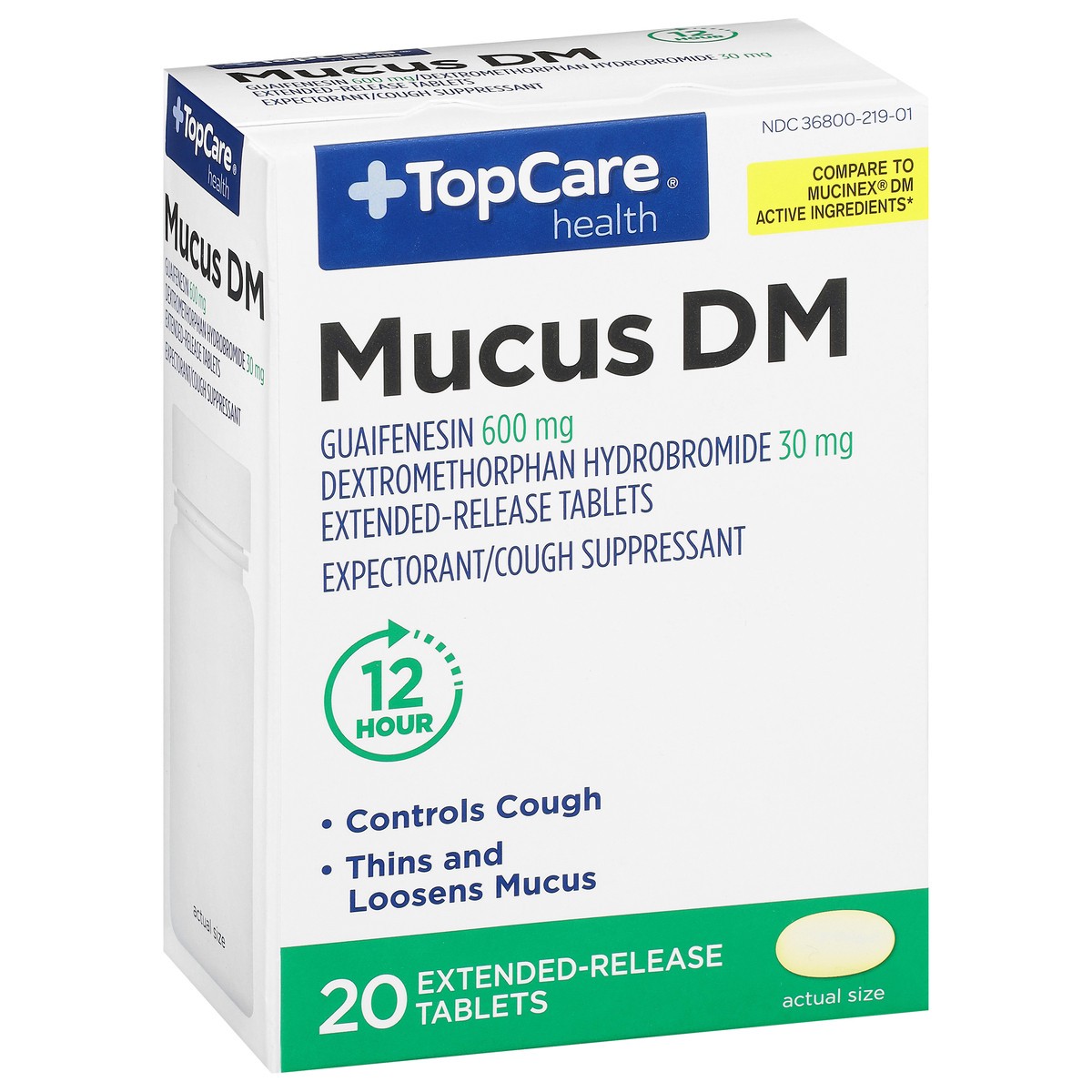 slide 2 of 9, TopCare Mucus-Dm, Extended-Release Tablets, 20 bc