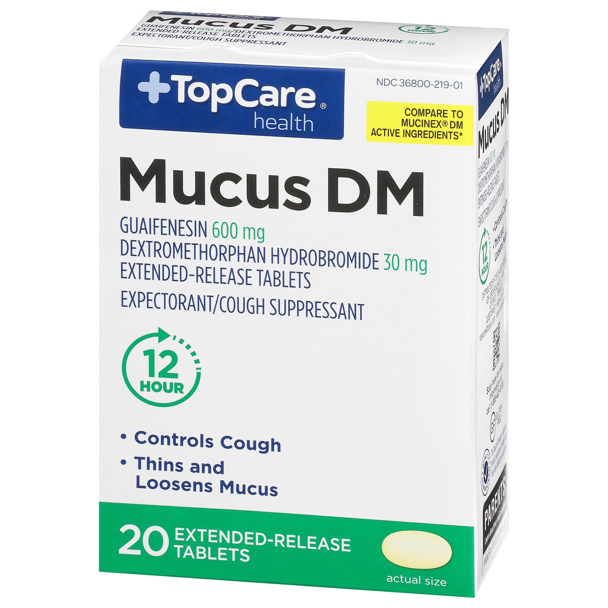 slide 3 of 9, TopCare Mucus-Dm, Extended-Release Tablets, 20 bc