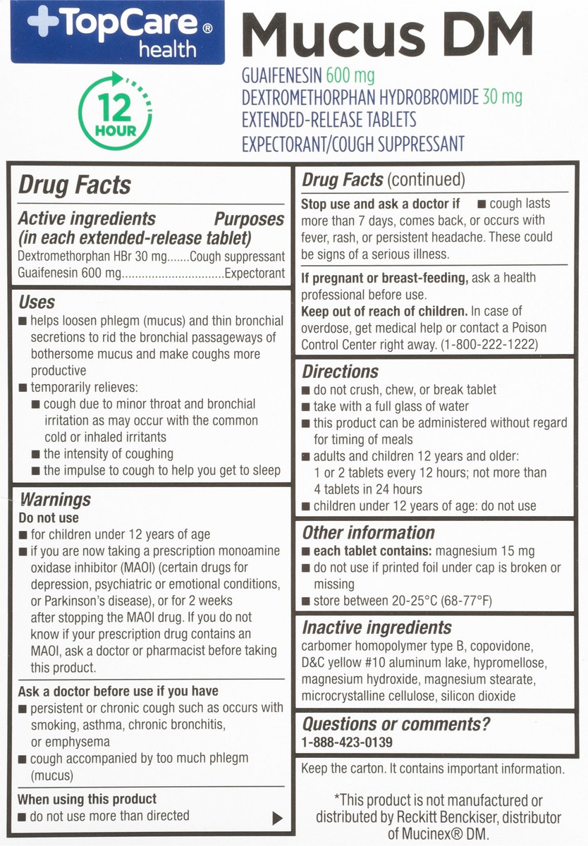 slide 5 of 9, TopCare Mucus-Dm, Extended-Release Tablets, 20 bc