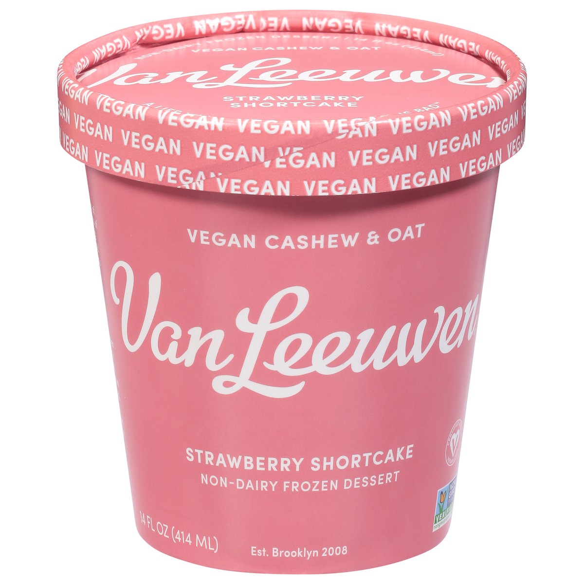 slide 1 of 9, Van Leeuwen Non-Dairy Strawberry Shortcake Frozen Dessert 14 fl oz, 14 fl oz