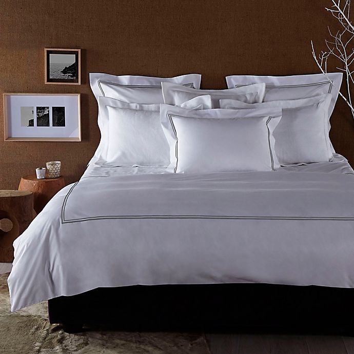 slide 1 of 4, Frette At Home Piave Full/Queen Duvet Cover - White/Grey, 1 ct