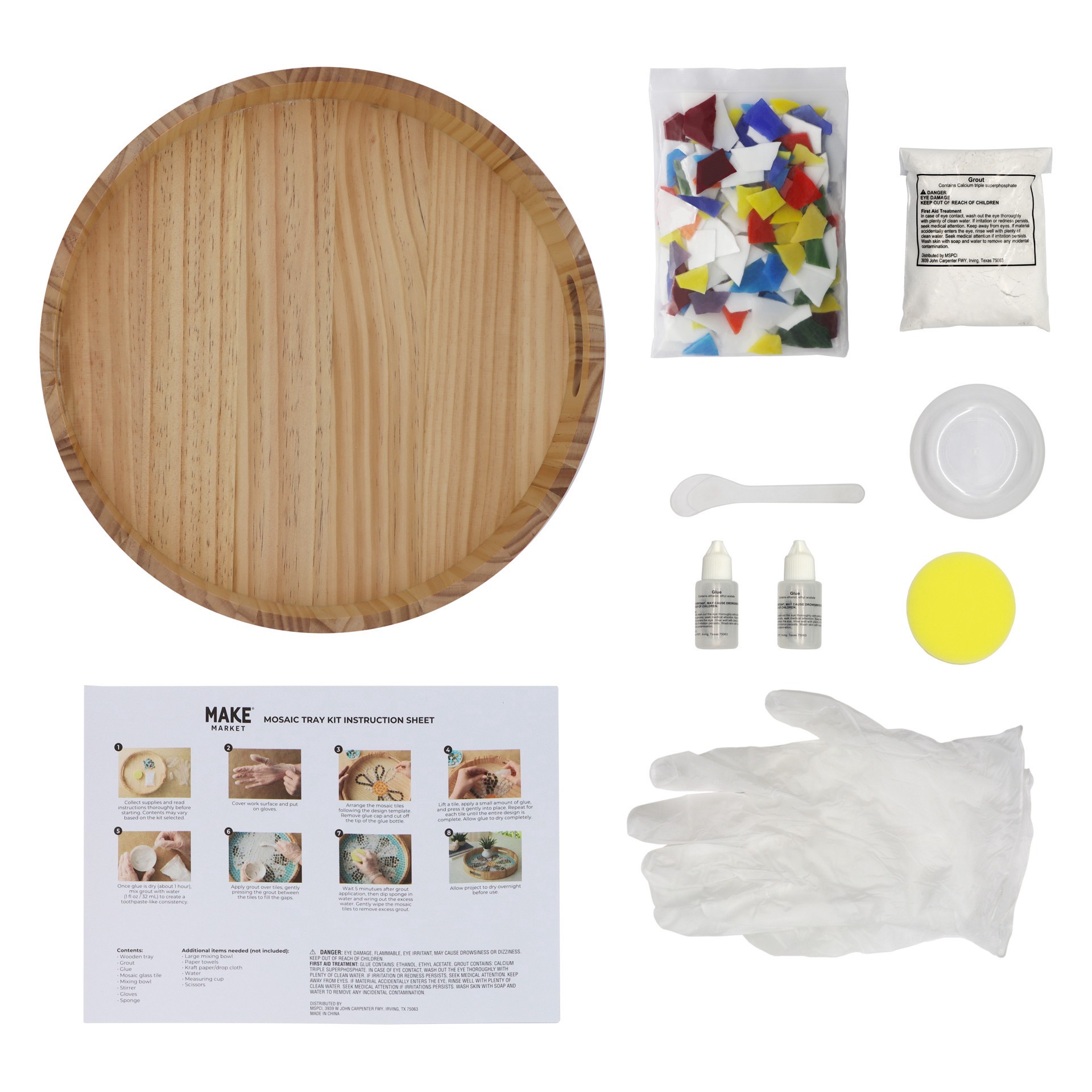 slide 3 of 4, 14" Round Rainbow Mosaic Tray Kit By Make Market, 14 in