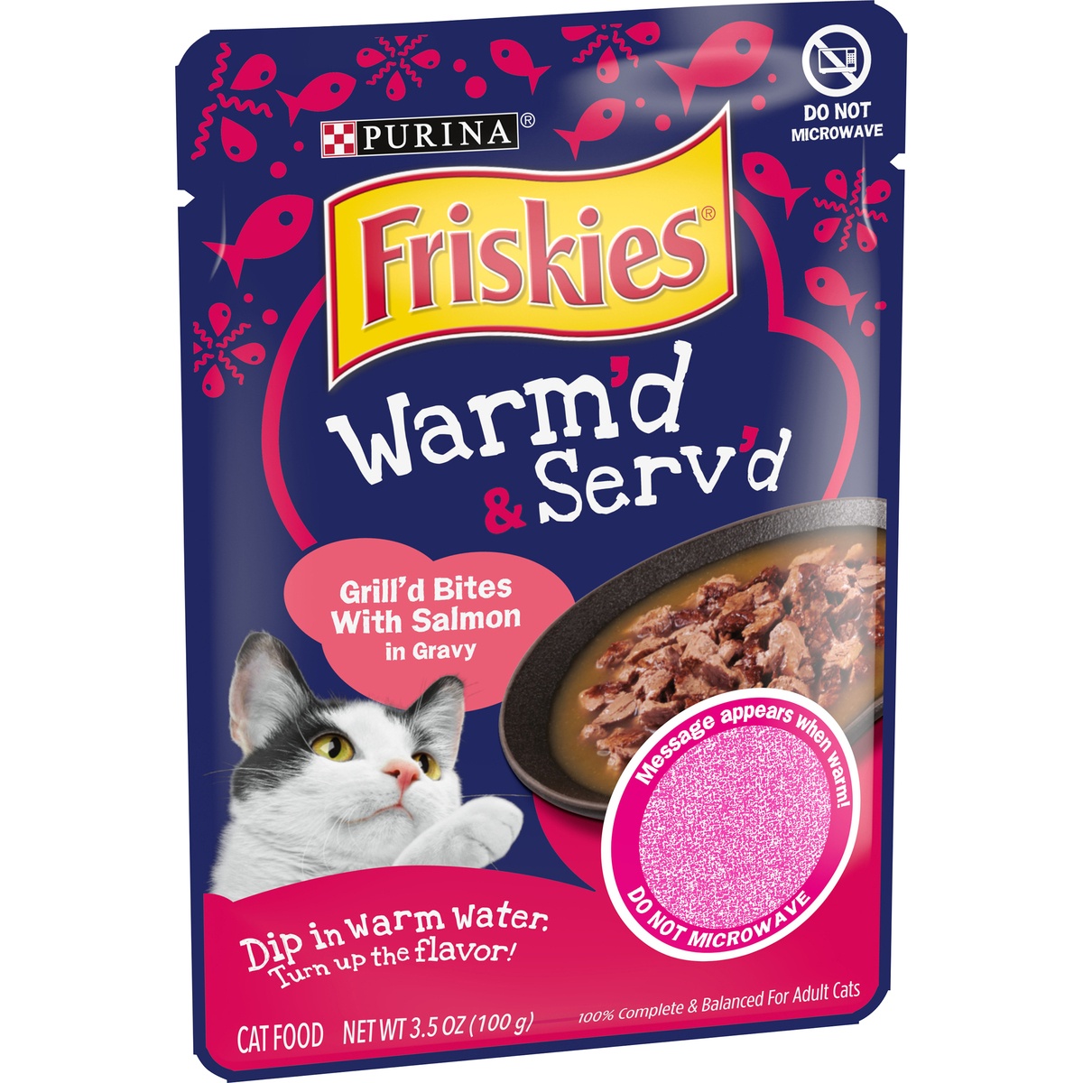slide 2 of 11, Friskies Warm'd & Serv'd Grilled Salmon Wet Cat Food, 3.5 oz