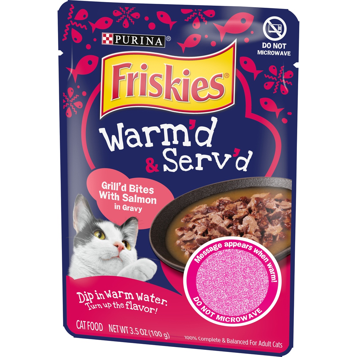slide 3 of 11, Friskies Warm'd & Serv'd Grilled Salmon Wet Cat Food, 3.5 oz