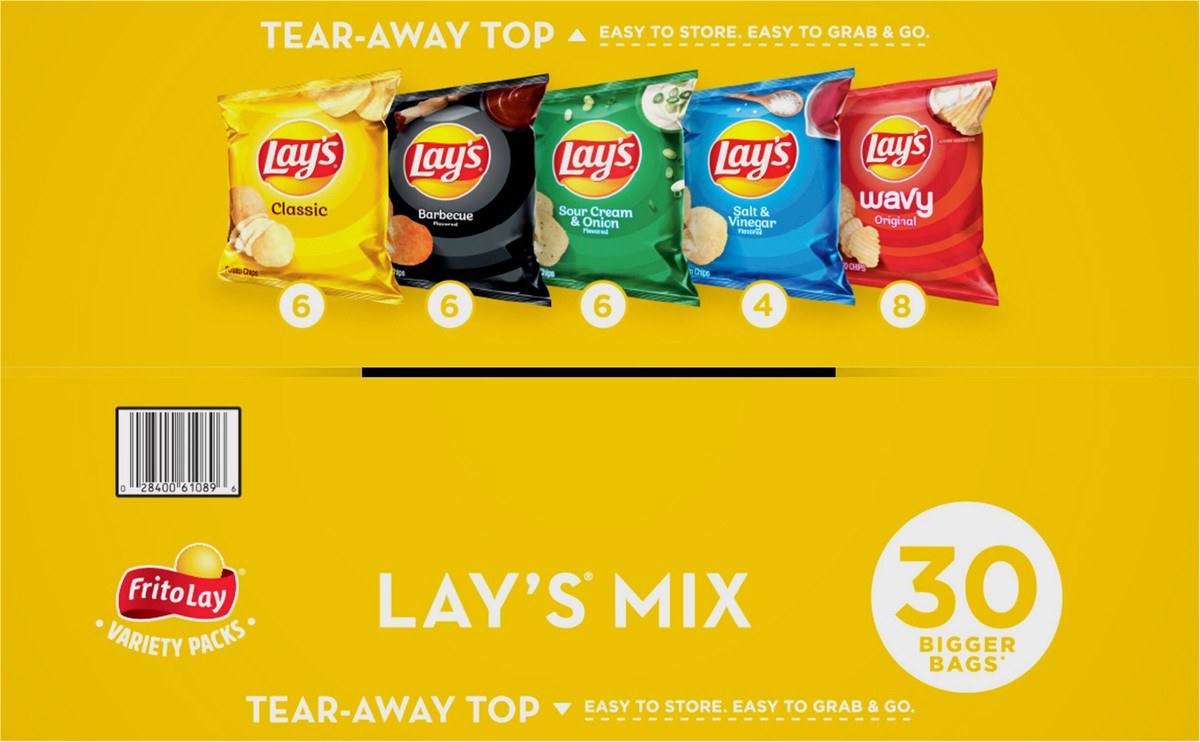 slide 13 of 14, Lay's Frito Lay Potato Chips Lay's Mix Variety Pack 1 1/2 Oz 30 Count, 30 ct