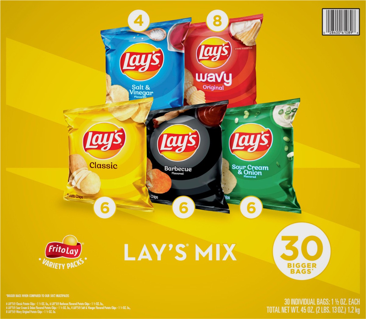slide 8 of 14, Lay's Frito Lay Potato Chips Lay's Mix Variety Pack 1 1/2 Oz 30 Count, 30 ct