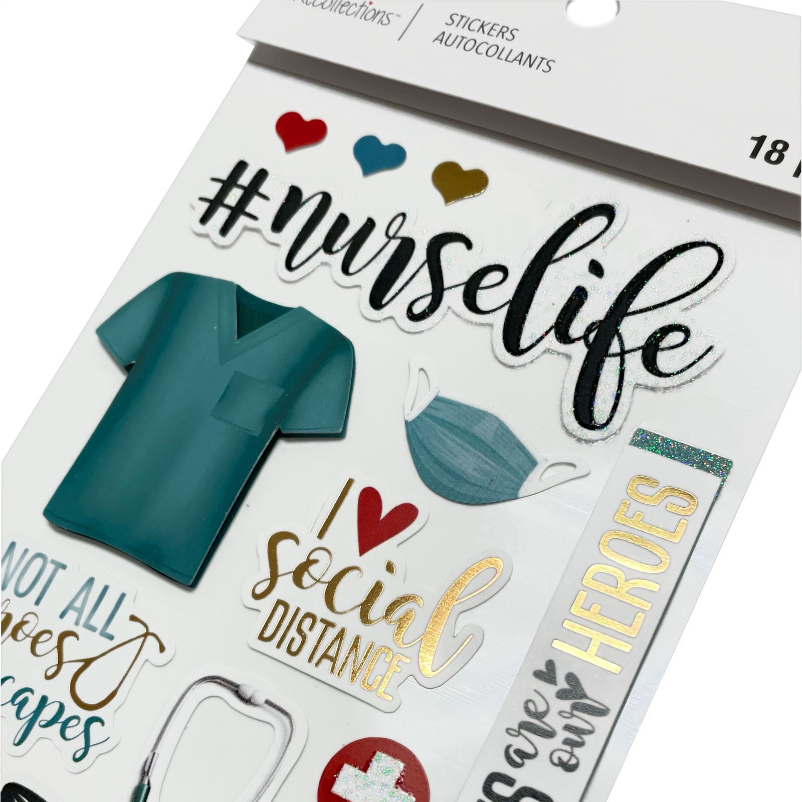 slide 3 of 6, Nurse Life Dimensional Stickers By Recollections, 3.875 in x 6.875 in