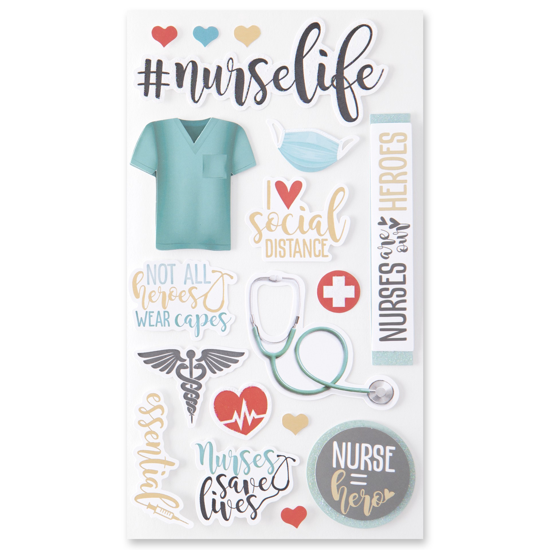 slide 2 of 6, Nurse Life Dimensional Stickers By Recollections, 3.875 in x 6.875 in
