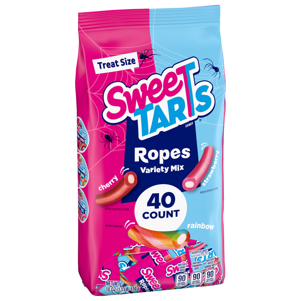 slide 1 of 1, Sweetarts Ropes, Cherry/Strawberry/Rainbow, Treat Size, Variety Mix, 40 ct