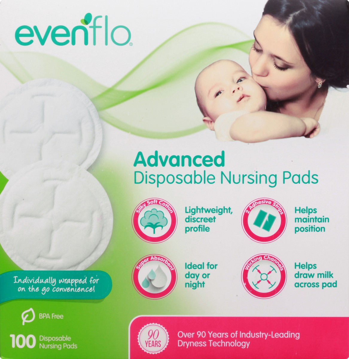 slide 1 of 9, Evenflo Advanced Disposable Nursing Pads 100 ea, 100 ct